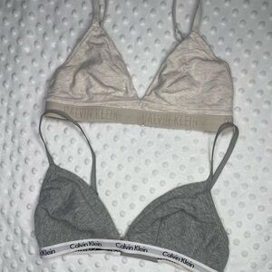 Calvin Klein Gray and Cream Bralette Set